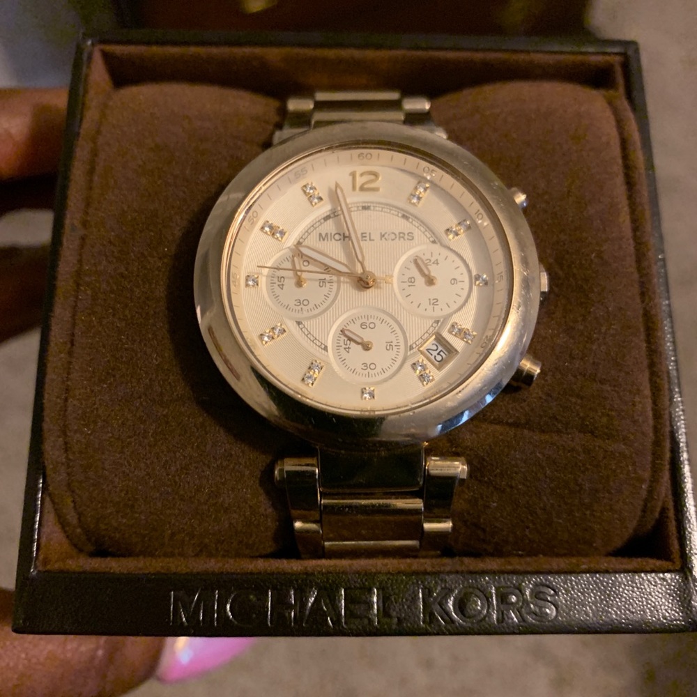 Michael Kors gold watch with diamonds
